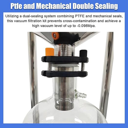10L Vacuum Buchner Funnel Filtering Kit Glass Vacuum Suction Filter with 304 Stainless Steel Buchner Funnel & Glass Filter Flask Negative Pressure Filtration for Lab Liquid-Liquid Extraction