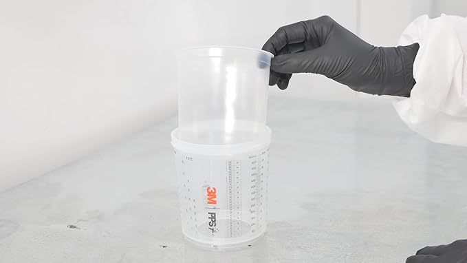 3M 26000 PPS 2.0 Spray Gun Cup, Lids and Liners Kit, Standard, 200-Micron Filter, 22 Ounces, BLACK,SILVER