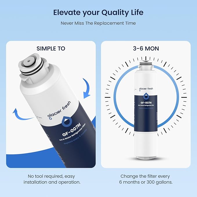 GLACIER FRESH New Upgraded Elarisey™ Filtration Technology, Compatible with Samsung DA29-00020B Refrigerator Water Filter, HAF-CIN/EXP, RF4267HARS for French Door Refrigerator Kitchens (1-Pack)