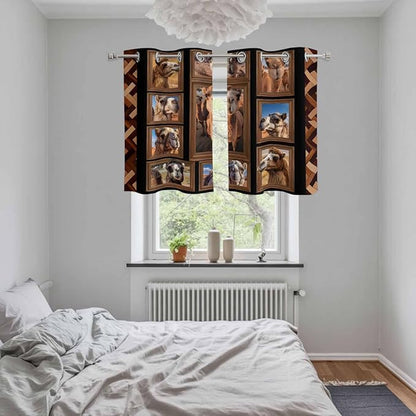 2 Panel Kitchen Cafe Curtains, Desert Camels Sunlight Filtering Nature Air Through, Home Decor Window Covering Tier Curtains for Living Room 55W x 39L inch Brown Wildlife Farmhouse Animals Rustic