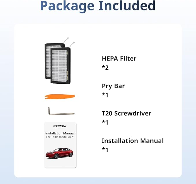 Tesla Model 3/Y HEPA Cabin Air Filter 2 Pack - PM2.5 Activated Carbon Replacement for Model 3 Model Y (2016-2025) H13 True HEPA