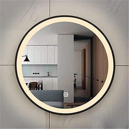 Bathroom Mirror, Round Illuminated LED with Demister Pad with Touch Control Touch Dimmer Switch(60cm/23.6in)