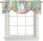 Easter Tie Up Valance Curtains for Windows, Kitchen Curtains Window Shades, Spring Rabbit Ears Foot Eggs Floral Wooden Grain Light Filtering Roman Curtain Valances for Bedroom/Bathroom/Cafe 54"x18"