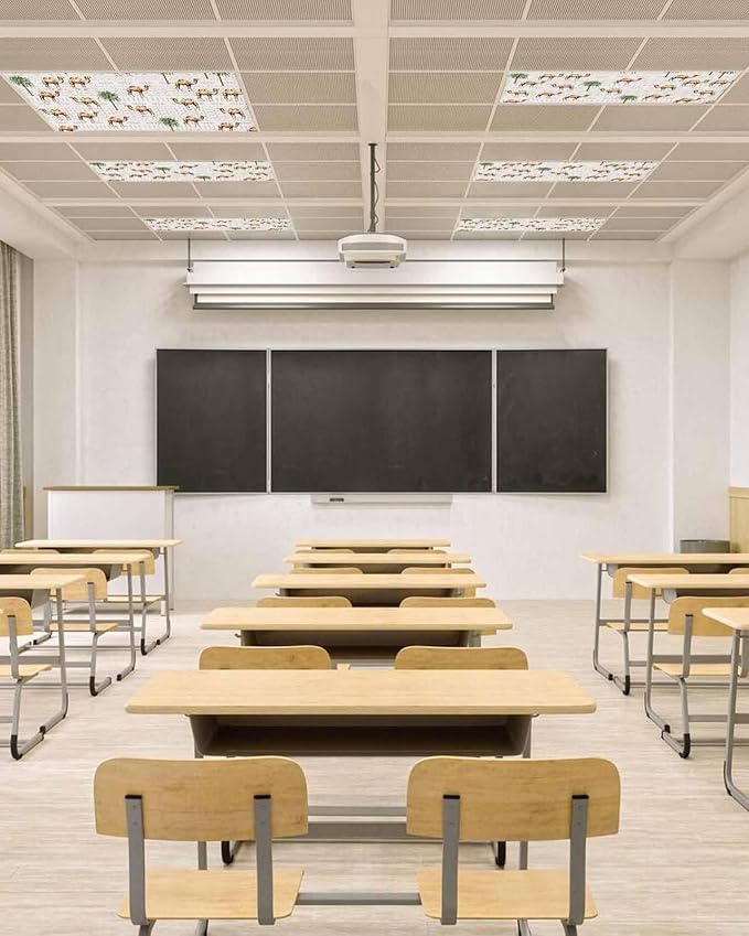 Fluorescent Light Covers for Ceiling Lights Desert Camel Magnetic Light Filters 2 Pack 4x2 ft Bohemian Southwest Date Trees Ceiling Lights Cover for Classroom Office School Home Drop Lamp Decor