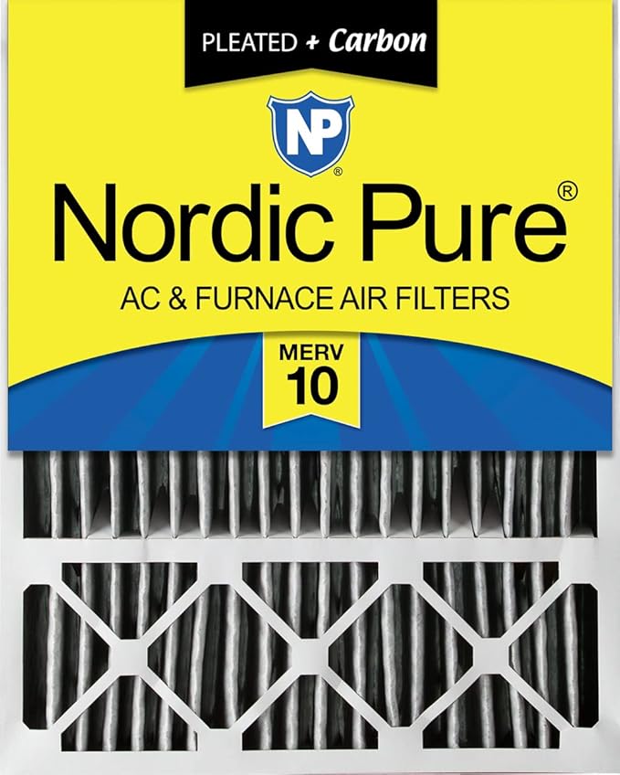 Nordic Pure 20x25x5 (Actual Size: 19 7/8 x 24 7/8 x 4 3/8) Honeywell Replacement Air Filters MERV 10 Plus Carbon 1 Pack
