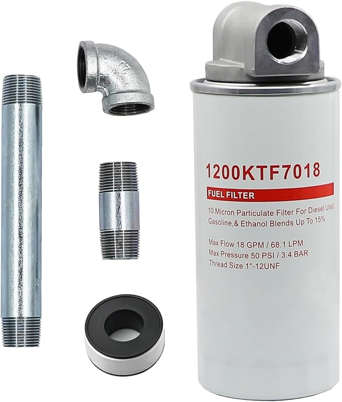 1200KTF7018 Fuel Filter 10 Micron 3/4" 18GPM 50PSI 10Micron Fuel Filtration F1810PM0 1200KTG9075 Fill-Rit Grainger FR112 FR1210G FR610G Fuel Transfer Tank Pump Diesel Gasoline Fuel Filters Assembly