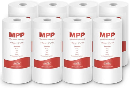 SimPure Sediment Water Filters, 5 Micron 10" x 4.5" Whole House Water Filter Replacement Compatible for W15-PR, DGD-5005, FP15B, HD-950A, GXWH35F, GXWH30C for Well Water, 8 Pack
