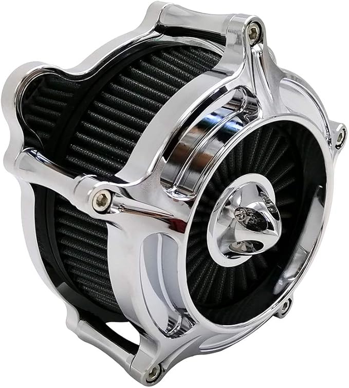 Harley Air Cleaner Turbine Intake Chrome Filter Kit Cnc Cut for Motorcycle Dyna 2000 - 2017 Softail 2000 - 2015 Touring 2000 - 2007 Fitment - B (Gray)