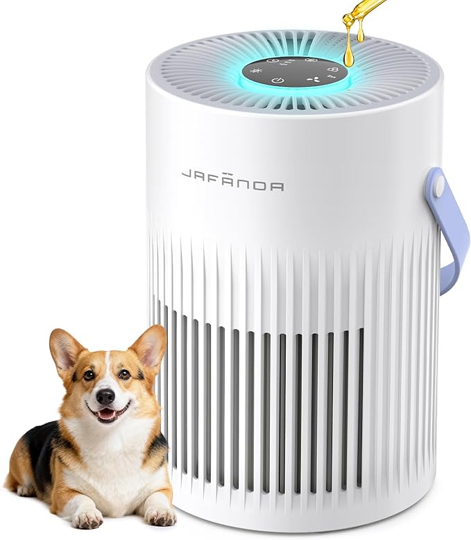 Jafända Air Purifers for Home, Hepa Air Purifier for Bedroom, Air Cleaner for Pet Dander, Quiet Sleep Mode, Portable Air Purifier for Office, Odor, Dust, Smoke