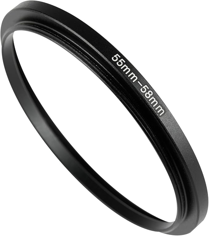 55-58mm Metal Step-Up/Down Ring Adapter Compatible with Mirrorless Cameras DSLR Lens, UV CPL ND Filter Thread Converter, Black