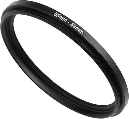 55mm to 49mm Step-Down Ring Filter Adapter,for All Brands UV ND CPL, Metal Ring Step-Down Rings Adapter Filter (55mm-49mm)