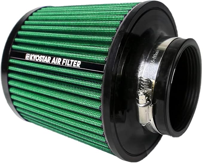 KYOSTAR Universal 3" (76mm) High-Flow Air Filter, Reusable Cone Cold Air Intake, High Performance, Washable, Clamp-On Car High Flow Dry Air Kit, Flange Diameter: 3 Inch, Filter Height: 6.4 Inch, Green