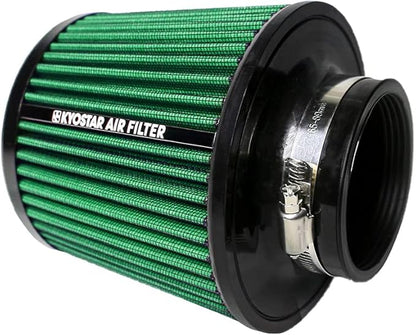 KYOSTAR Universal 3" (76mm) High-Flow Air Filter, Reusable Cone Cold Air Intake, High Performance, Washable, Clamp-On Car High Flow Dry Air Kit, Flange Diameter: 3 Inch, Filter Height: 6.4 Inch, Green