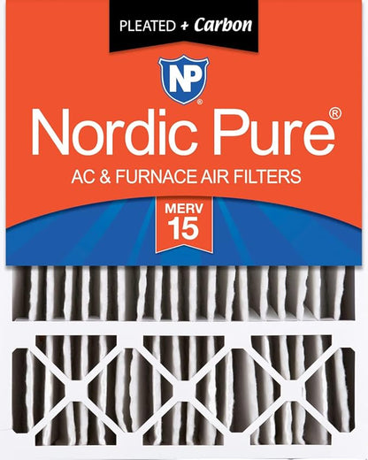 Nordic Pure 20x25x5 (Actual Size: 19 7/8 x 24 7/8 x 4 3/8) Honeywell Replacement Air Filters MERV 15 Plus Carbon 1 Pack