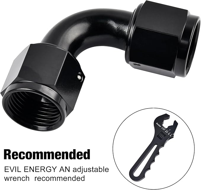 EVIL ENERGY 4AN Female to 4AN Female 90 degree Swivel Coupler Fitting Union Adapter Aluminum Black 2PCS