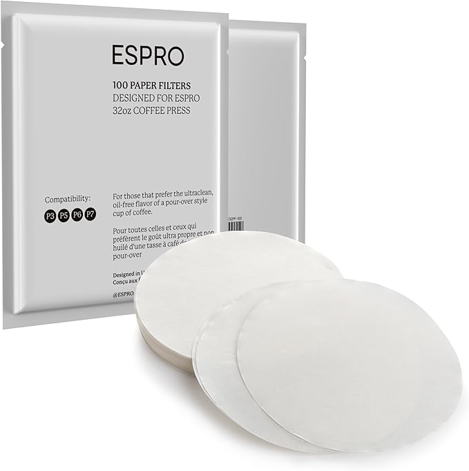 ESPRO 100 Count Coffee Paper Filters - for ESPRO Coffee French Press, P3/P5/P6/P7, 32 Ounce