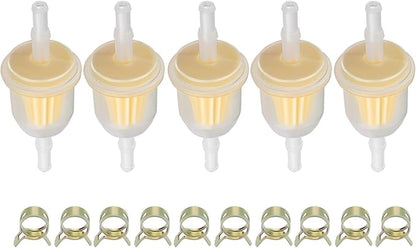 AM116304 Fuel Filter for John Deere GY20709 for Kohler 25 050 22-s for Gravely 21541500 for 1/4" and 5/16" Fuel Line Replaces 71-5960 Pack of 5 with 10 Clamps