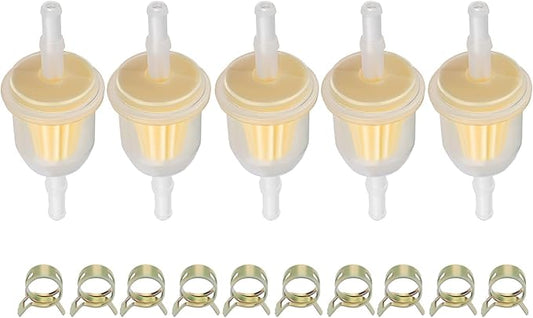 AM116304 Fuel Filter for John Deere GY20709 for Kohler 25 050 22-s for Gravely 21541500 for 1/4" and 5/16" Fuel Line Replaces 71-5960 Pack of 5 with 10 Clamps