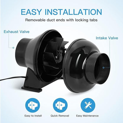 iPower 4 Inch 195 CFM Inline Fan, Air Carbon Filter, 8 Ft Al Foil Ducting for Grow Tent, Ventilation & HVAC Heating Cooling