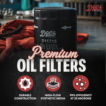 Doc's Diesel Oil Filter D11715 | Compatible with Chevrolet/GMC 3.0L Duramax 2020+ | Replaces PF66