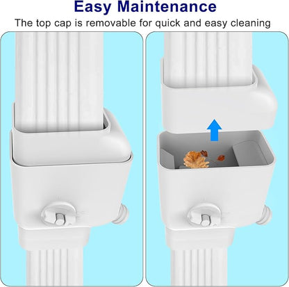 Gutter Downspout Diverter with Built-in Filter Screen Fits for 2"x3" and 3"x4" Downspout, Rainwater Collection System with Adjustable Valve and 4ft. Hose, Diverts Large Water Flow, White