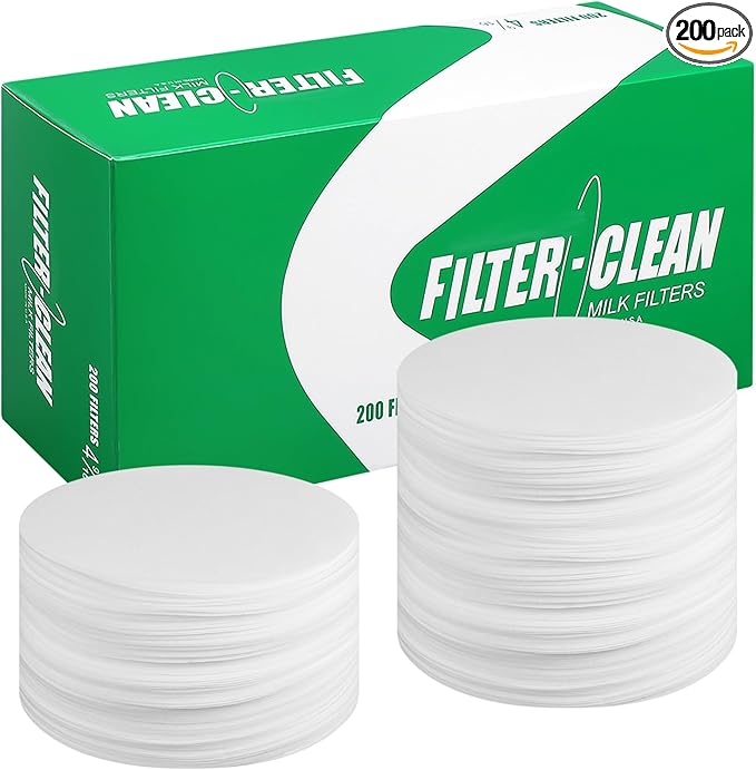 200 Pack Milk Filter Discs Quick Flow Non-gauze Small 4-9/16" Od Replacement Filters Disks for Raw Milk Strainer 200 Discs Per Box