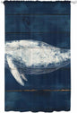 Sheer Curtains 84 Inches Long, Summer Whale Semi Sheer Curtains Light Filtering Window Treatment, Ocean Watercolor Wooden Grain Blue Privacy Voile Drapes for Living Room Bedroom 52x84 Inch