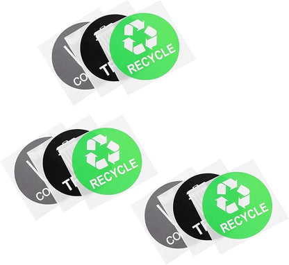 9pcs Trash Can Classification Stickers Decals for Trash Sorting for Home Recycling Bins