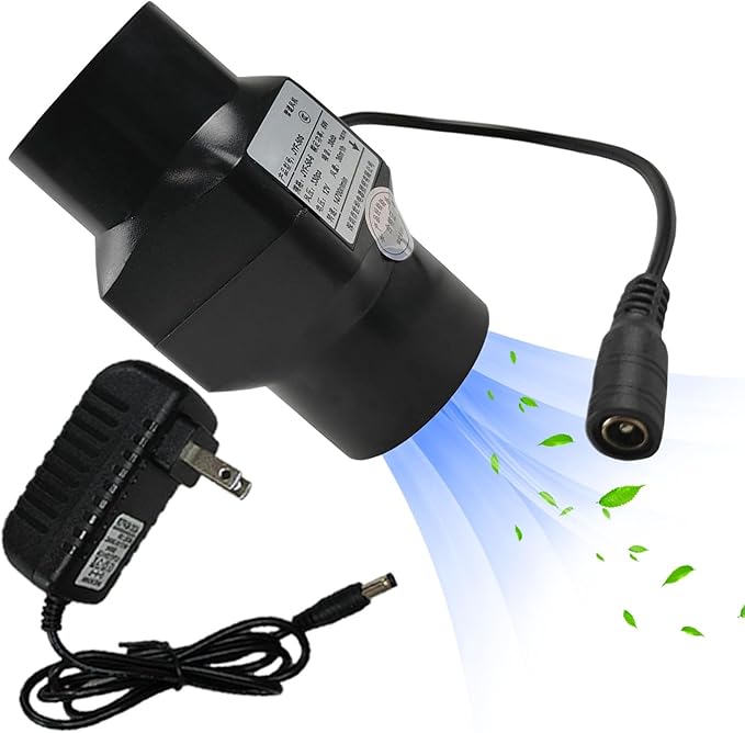 2 Inch Inline Duct Fan 12V 6W Extractor Fans Variable Speed Ventilation Hydroponic Blower for Booster Grow Tents Attic Kitchen, Black (Color : NO Adjustable Speed)