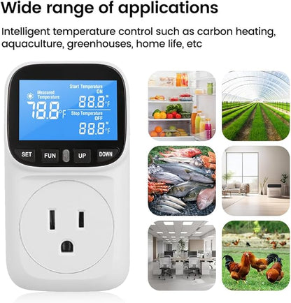 Diymore Digital Thermostat Controller, 1800W 120V/15A, -104°F to 210°F, Heating & Cooling Mode for Incubator, Greenhouse, Reptile Tank, Pool
