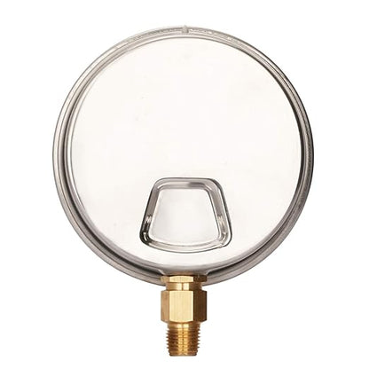 MEASUREMAN 4" Dial Size, Glycerin Filled Plumbing Pressure Gauge, 0-100psi, Stainless Steel Case, 1/4" NPT Lower Mount
