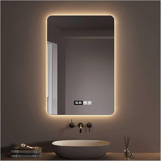 Bathroom Mirror with LED Lights，Bathroom Led Mirror ，LED Mirror for Bathroom，Backlit Bathroom Mirror ，with Touch Sensor/Demister pad，Shatterproof，Adjustable Lights(B,W75*H100cm/W29.5*W39.4IN)