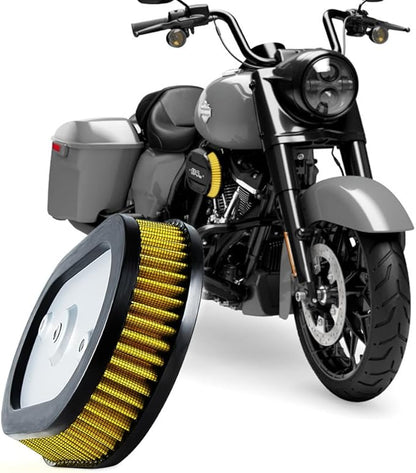 High-Flo Replacement Air Filter Element For Ventilator - Milwaukee-Eight Engine '18-later Softail and '17-later Touring and Trike Models Equipped with 114 Air Cleaner (Yellow 114 Air Cleaner)