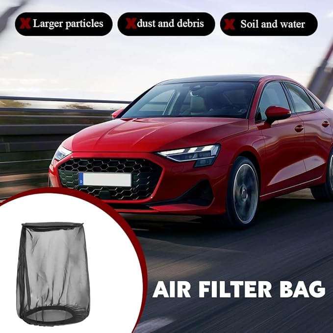 Air Filter Cover, Dustproof Air Intake Cover for Car, Waterproof Cold Air Intake Filter Protective Sock Covers Wrap, Car Air Filters Cleaner Accessories for High Flow Cone Air Filter (Large)