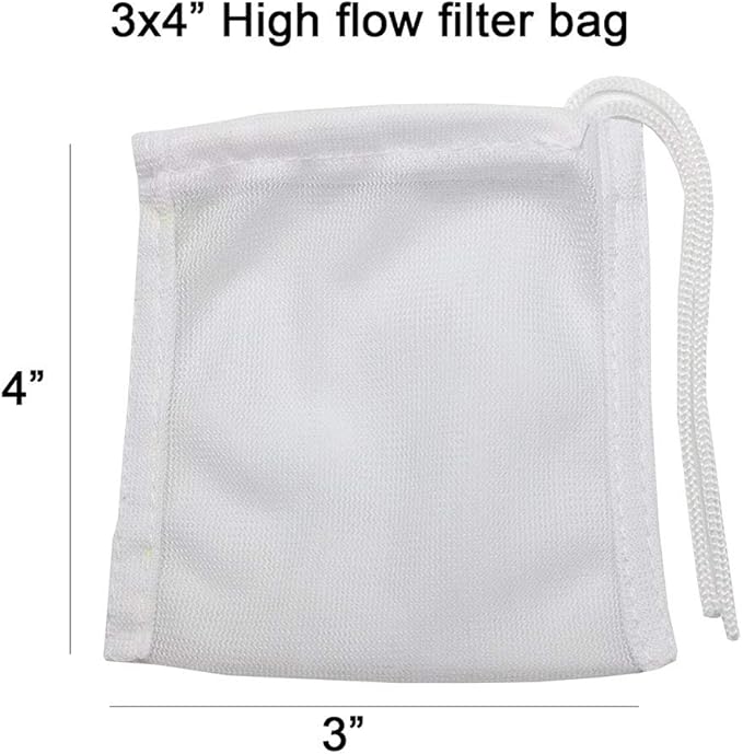 6 Pack Small Sized Filter Bags for Activated Carbon,3 by 4 inches High Flow Aquarium Mesh Media Filters Bag with Drawstrings for Fish Tank Charcoal Filter Bags