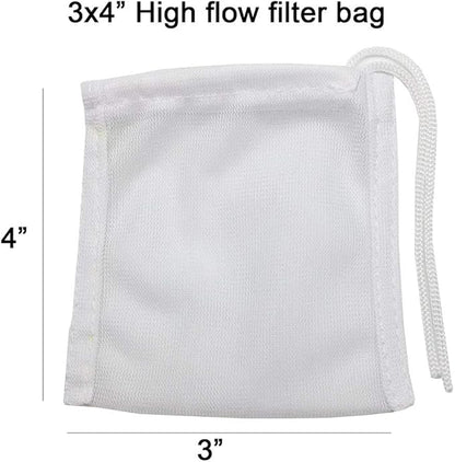 6 Pack Small Sized Filter Bags for Activated Carbon,3 by 4 inches High Flow Aquarium Mesh Media Filters Bag with Drawstrings for Fish Tank Charcoal Filter Bags