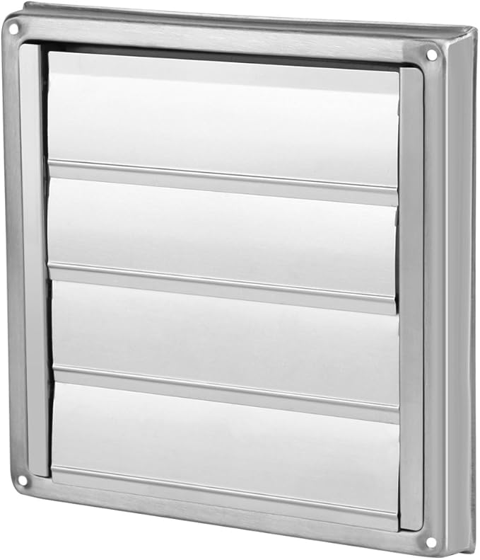 Extractor Fan Outlet, 100mm Stainless Steel Wall Air Vent Outdoor Filter Square Tumble Dryer Extractor Fan Outlet for Kitchen Fans and Vents Dryer Vent Cover Outdoor