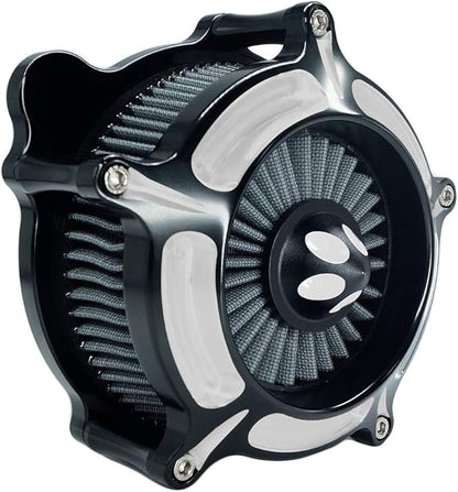 Air Filter Intake Motorcycle Turbine Cleaner Kit Cnc Cut Chrome for Harley Touring Street Glide 2008 - 2016 Softail 2016 - 2017 Fitment - C (Gray)
