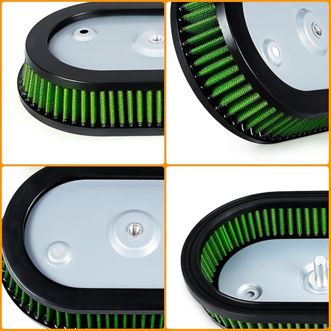High-Flo Replacement Air Filter Element For Ventilator - Milwaukee-Eight Engine '18-later Softail and '17-later Touring and Trike Models Equipped with 114 Air Cleaner (Green 114 Air Cleaner)