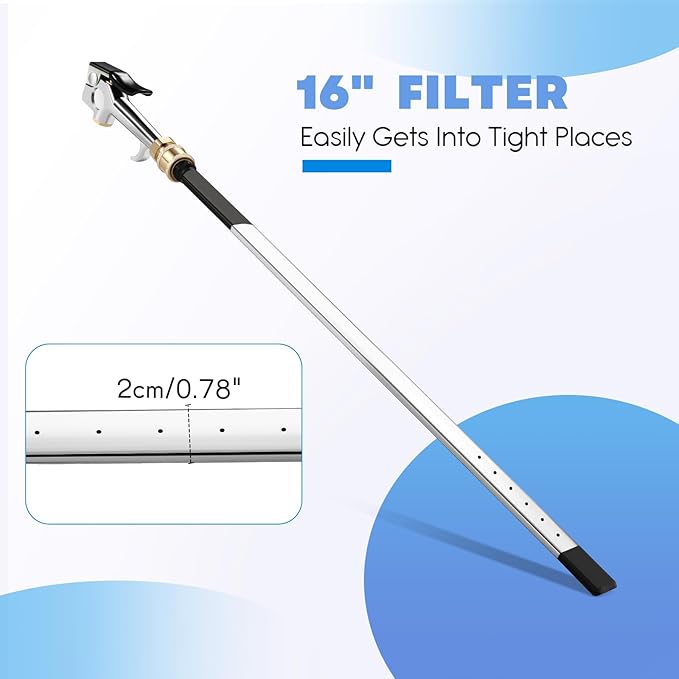 16" Air Filter, Radiator Cleaning Wand for High Efficiency Cooling Systems and Radiators, Water Air Cleaning Wands for Blow out Wash out Kit, Home Car Truck Power Washer Wand