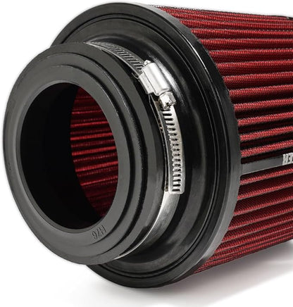 3" 3.5" 4" Inlet Car Replacement Cold Air Intake Filter 76mm 89mm 102mm 3 Sizes in 1 High Flow Performance Cone Air Filter (Red)