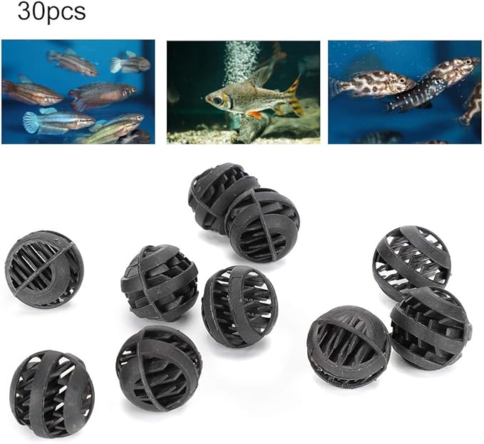 Plastic Biochemical Filter Balls, 30PCS, Durable & Recyclable, for Freshwater and Seawater Aquarium Fish Tanks Biofiltration