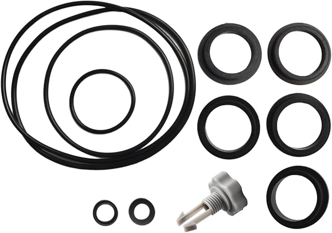 Sand Filter Pump Repair Kit with Air Release Valve O-Rings Seal Gasket Parts for Swimming Pool Equipment Maintenance Including L-Shaped O-Rings Tank Drain Valve Leaf Trap Replacement Components