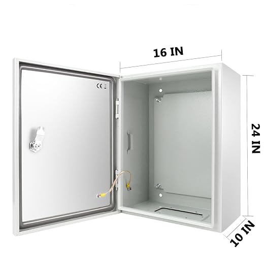 Outdoor Electrical Box, Steel Junction Box 16X16X8'', NEMA 4X Electrical Enclosure Box IP66 Waterproof & Dustproof, Universal Electrical Project Box with Lock & Mounting Plate