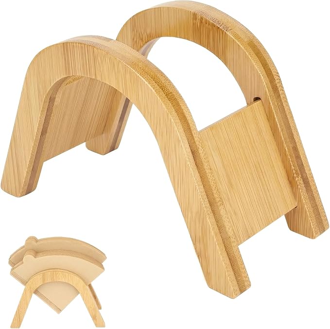 Cone Coffee Filter Holder for Counter, Bamboo Coffee Filter Storage Container, Large Capacity Can Hold 120 Pcs Cone Paper Filters Size #01#02#04