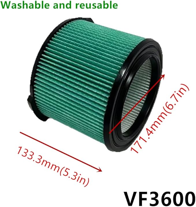 2 PACK yamoutai VF3600 HEPA Material Pleated Paper Wet/Dry Vac Replacement Cartridge Filter Compatible with Most 3 to 4.5 Gal Shop Vacuums