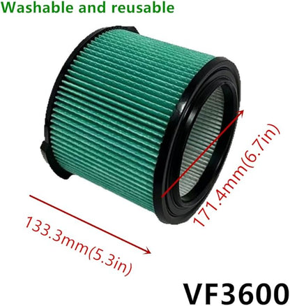 2 PACK yamoutai VF3600 HEPA Material Pleated Paper Wet/Dry Vac Replacement Cartridge Filter Compatible with Most 3 to 4.5 Gal Shop Vacuums