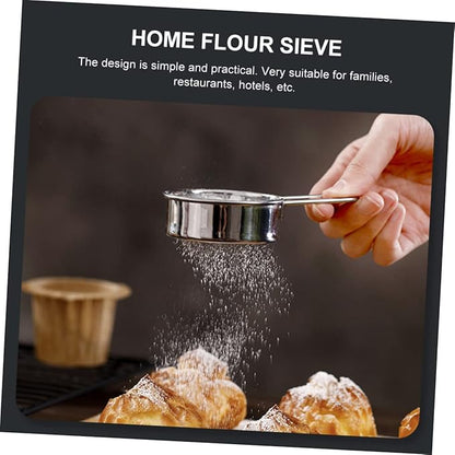 2pcs Stainless Steel Powdered Sugar Sieve Flour Sieve Sugar Sifter Baking Filter Light Strong Non-slip Handles