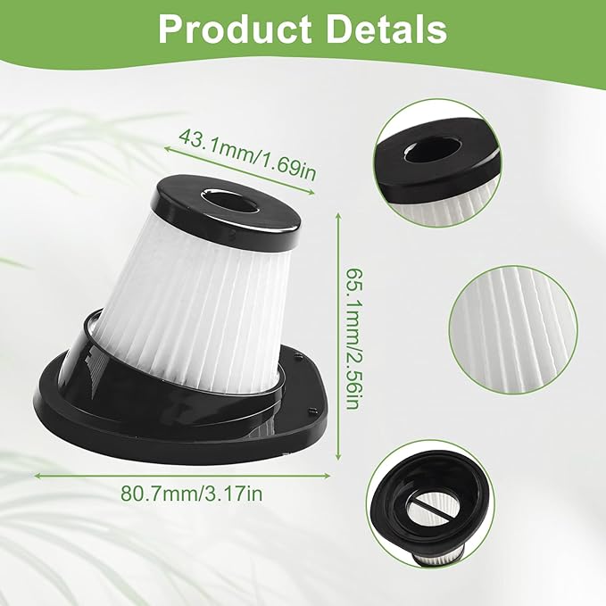 2Pack Vacuum Filter Replacement, Washable and Reusable Handheld Vacuum Filter, For Cordless Vacuum Cleaner for VL189 Upright (2 PACK)