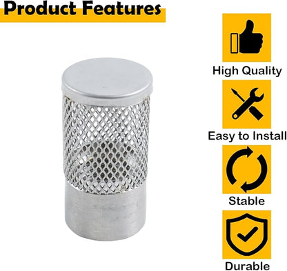 Dia Hose Inlet Suction Strainer Filter, Stainless Steel Water Pump Filter for Garden Irrigation, High Pressure Water Pump, Sprayer & Plumbing Systems (30mm)